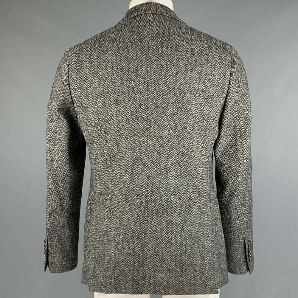 TAGLIATORE Black White Herringbone Wool Single Breasted Sport Coat - Picture 4 of 7